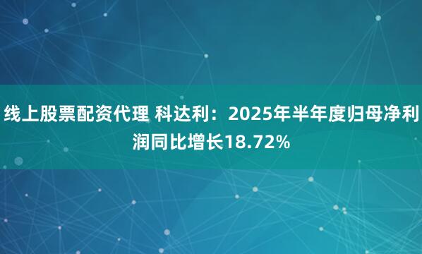线上股票配资代理 科达利：2025年半年度归母净利润同比增长18.72%